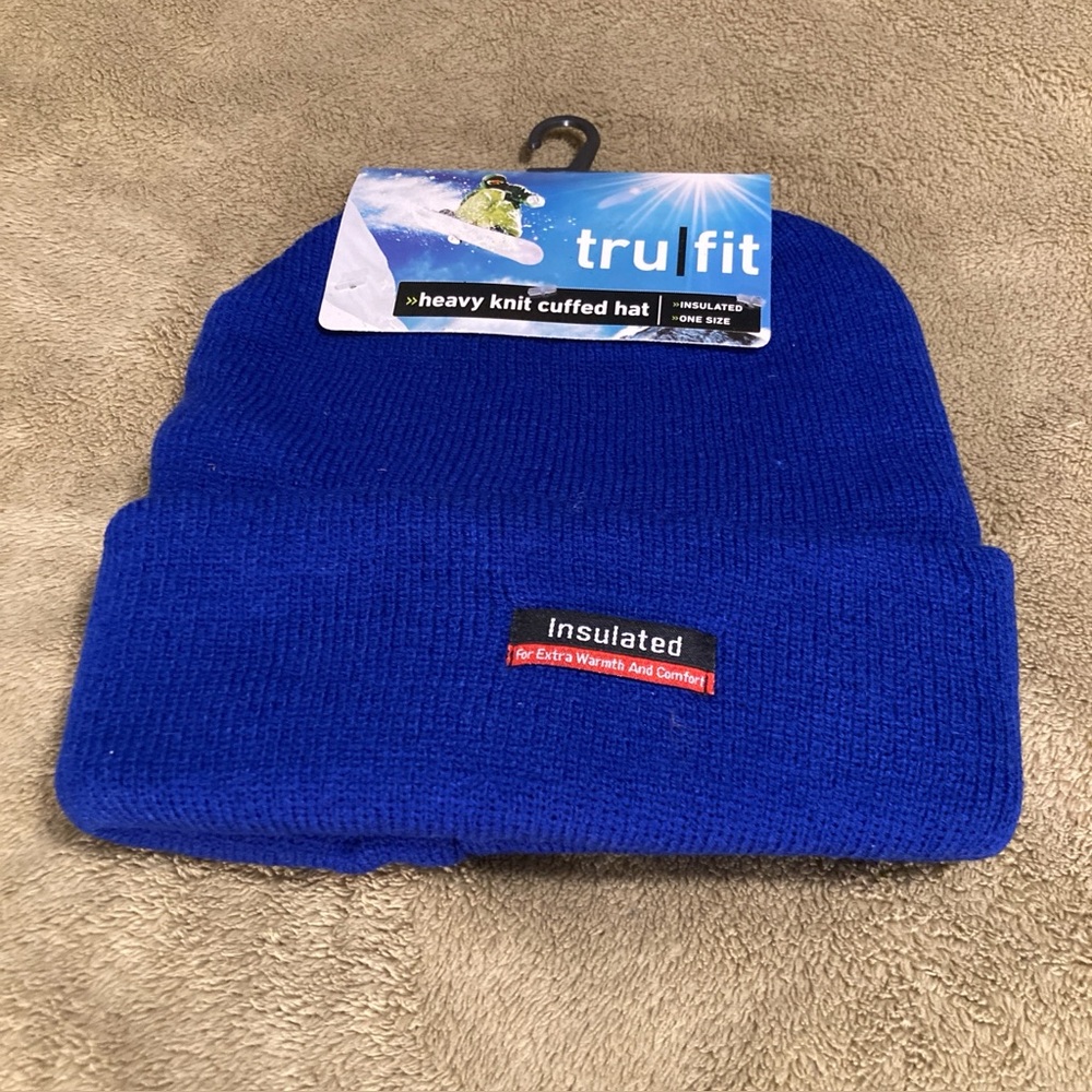 NWT Tru Fit Insulated Heavy Knit Cuffed Hat Blue Size OS (#1)